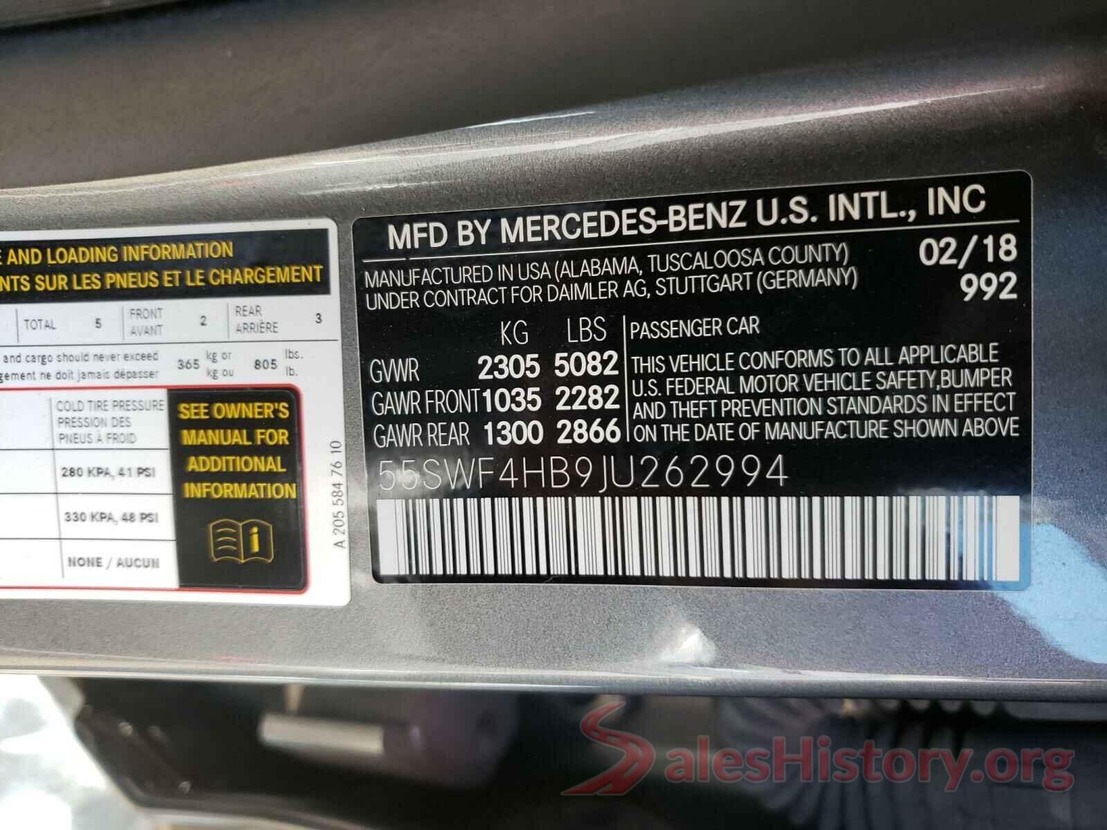 55SWF4HB9JU262994 2018 MERCEDES-BENZ C CLASS