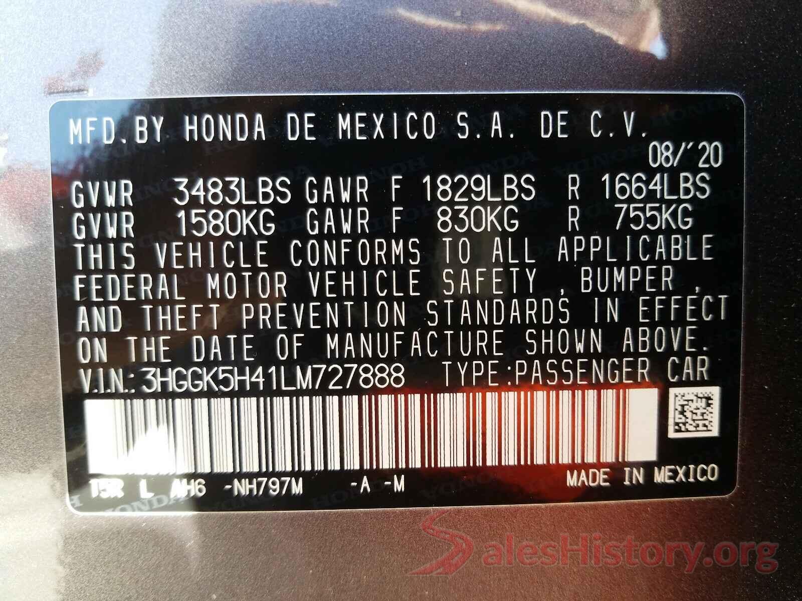 3HGGK5H41LM727888 2020 HONDA FIT