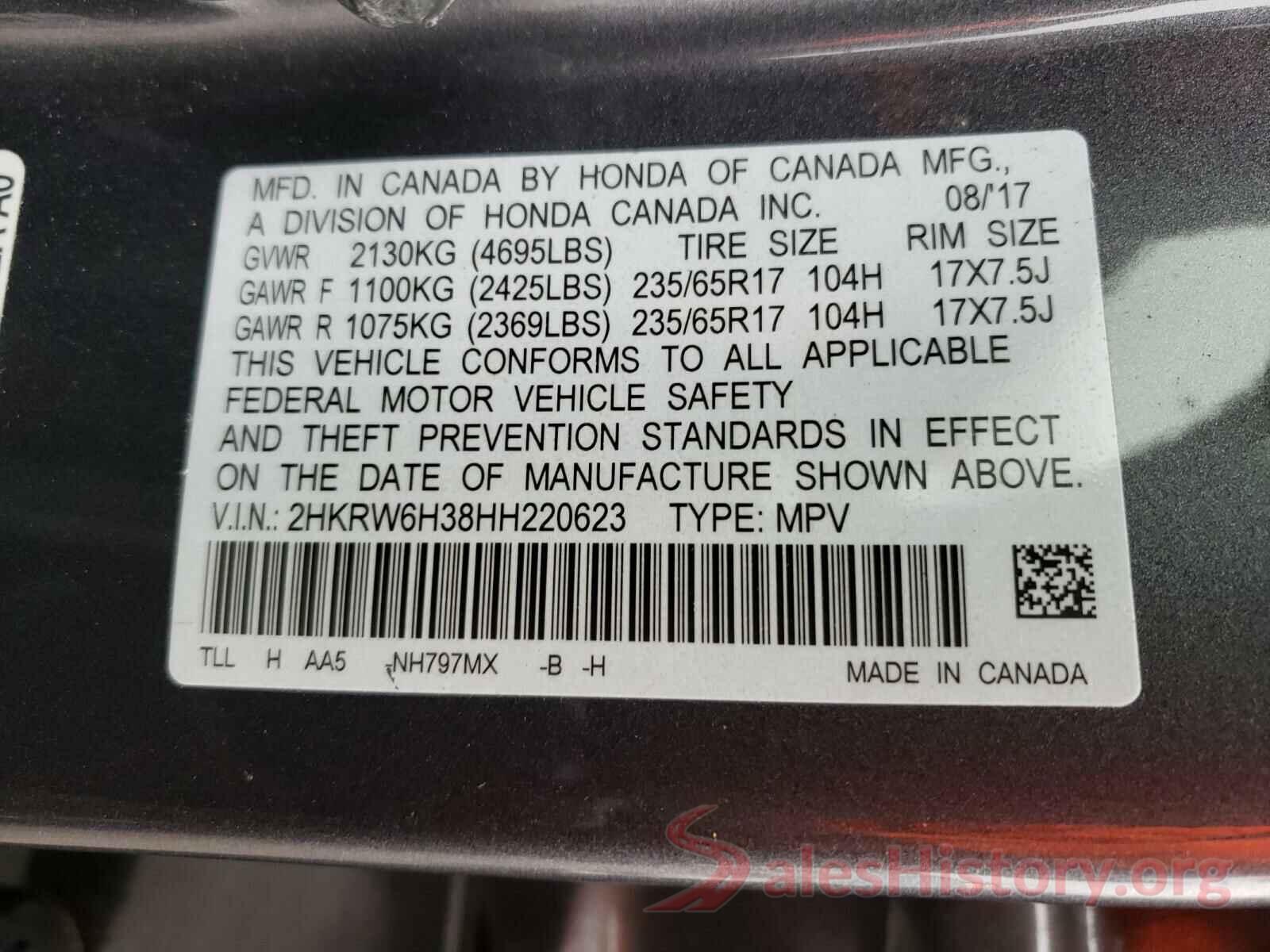 2HKRW6H38HH220623 2017 HONDA CRV