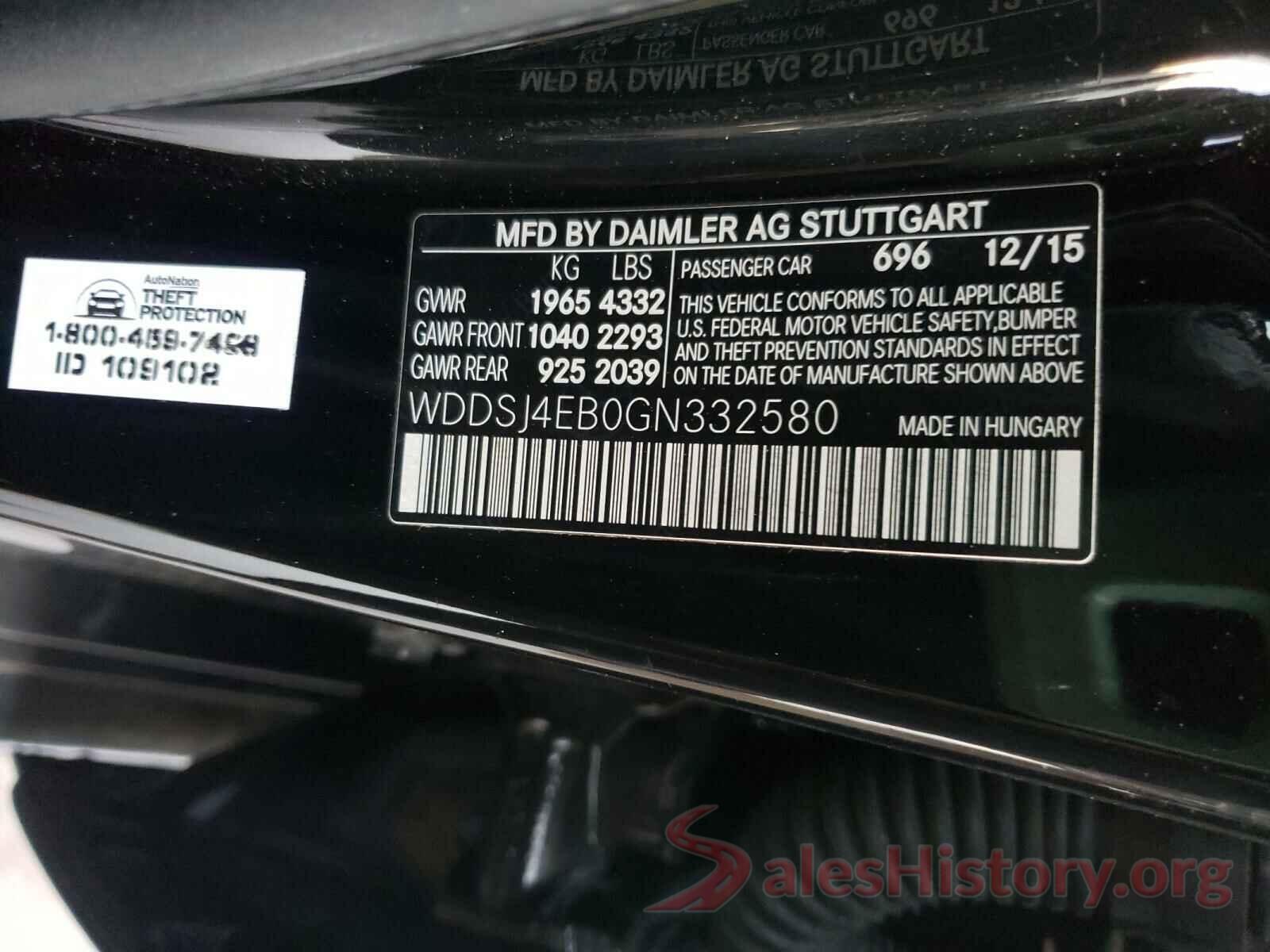 WDDSJ4EB0GN332580 2016 MERCEDES-BENZ C CLASS