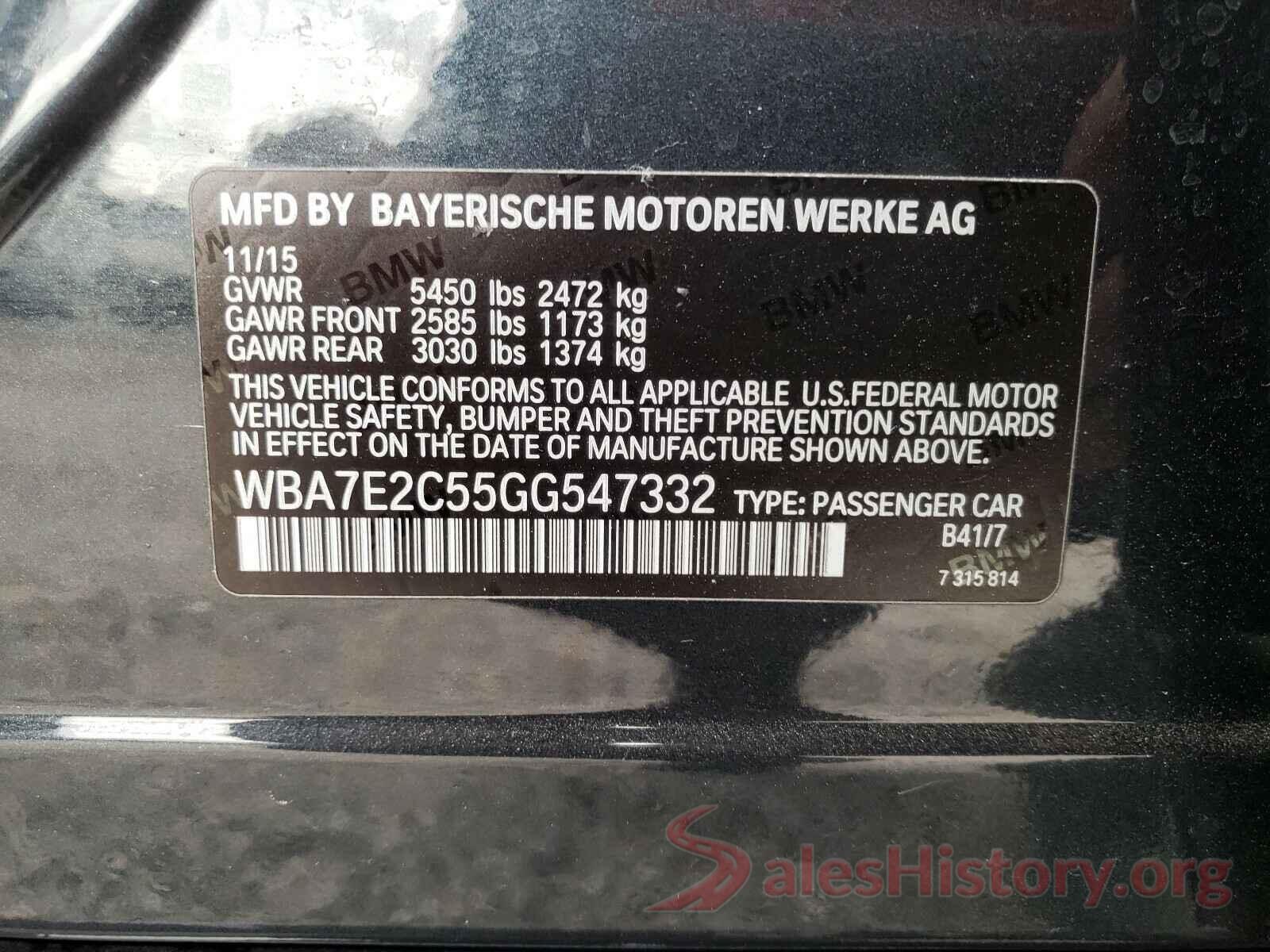 WBA7E2C55GG547332 2016 BMW 7 SERIES