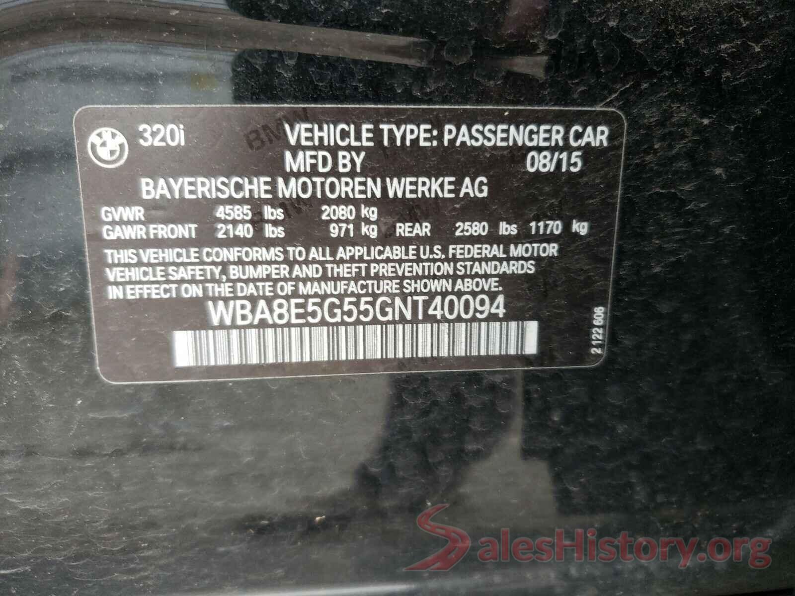 WBA8E5G55GNT40094 2016 BMW 3 SERIES