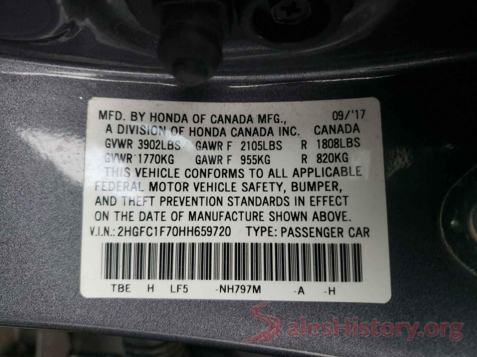 2HGFC1F70HH659720 2017 HONDA CIVIC