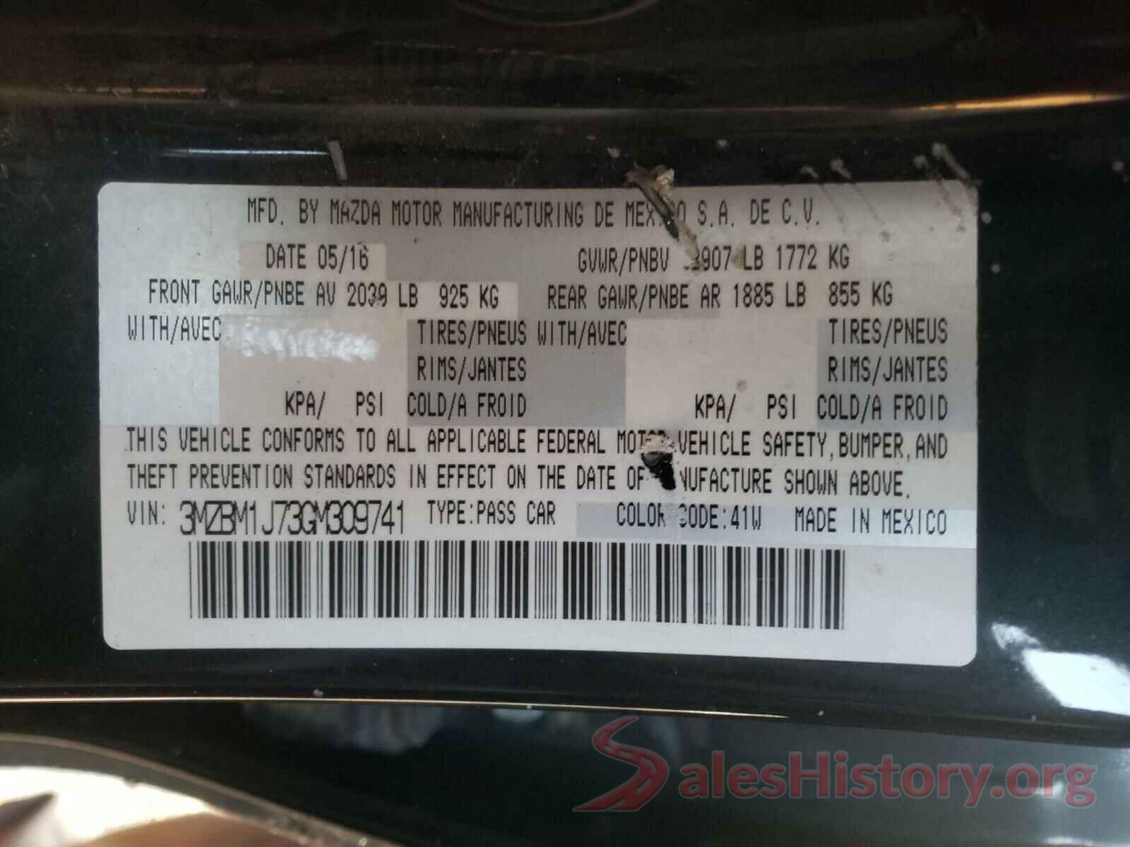 3MZBM1J73GM309741 2016 MAZDA 3