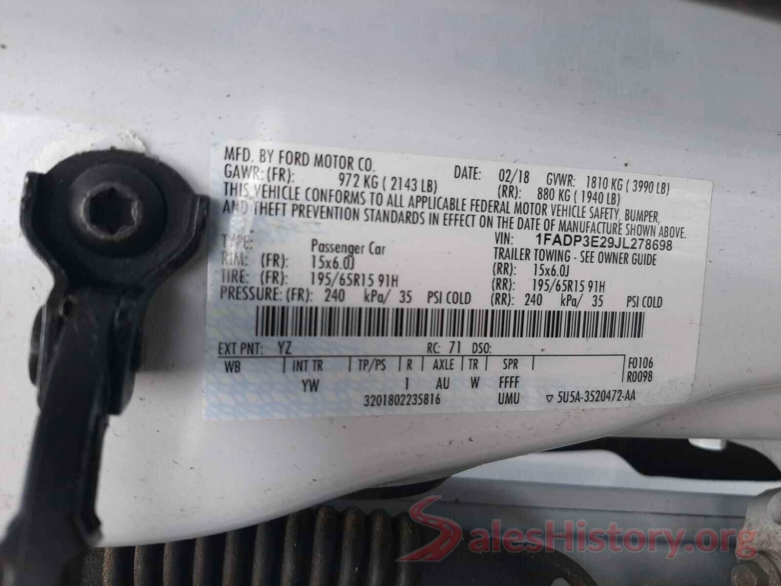 1FADP3E29JL278698 2018 FORD FOCUS