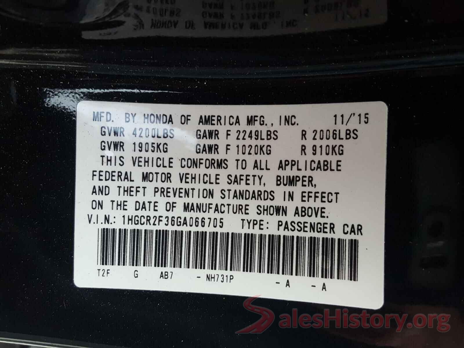 1HGCR2F36GA066705 2016 HONDA ACCORD