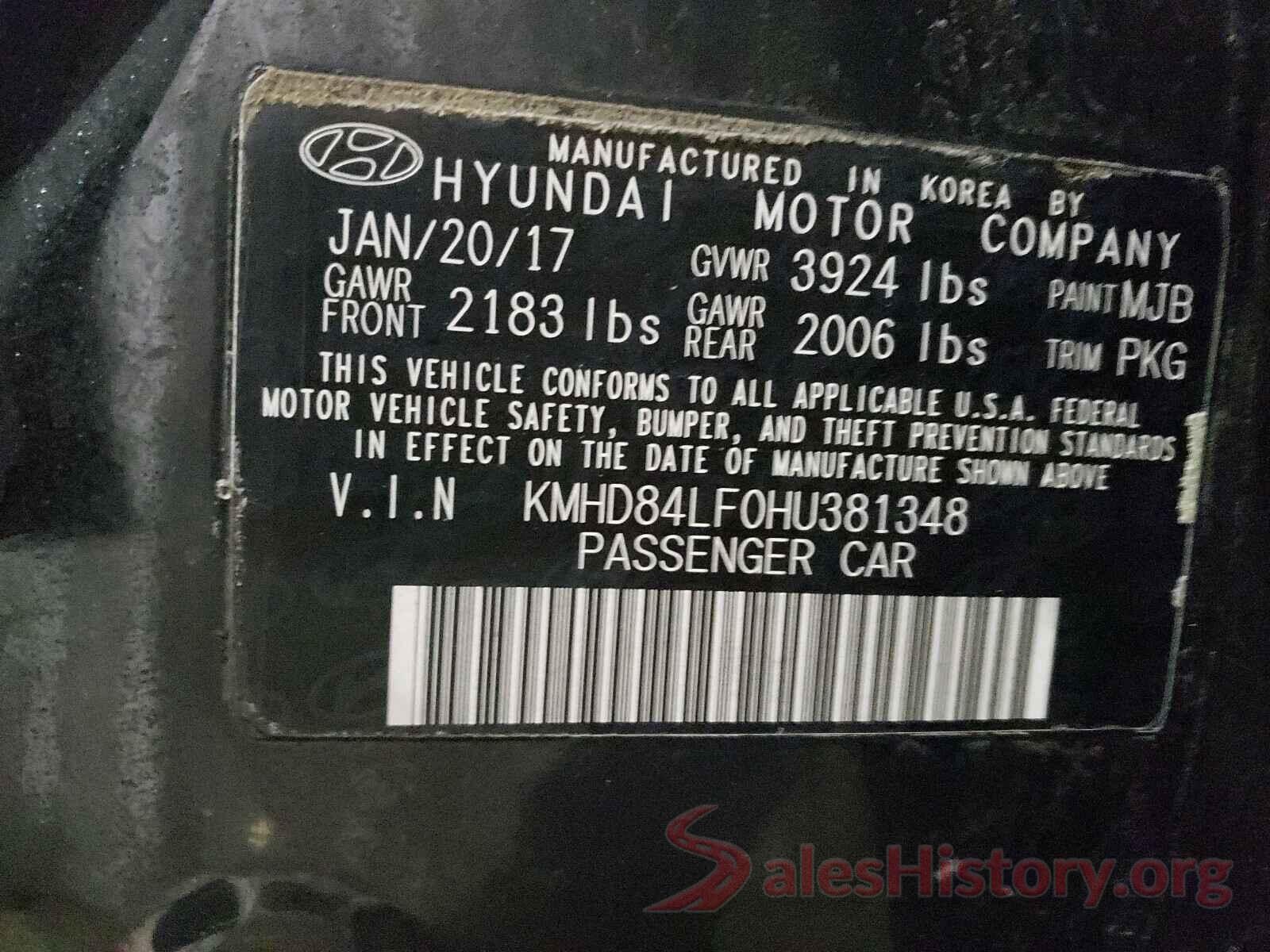 KMHD84LF0HU381348 2017 HYUNDAI ELANTRA