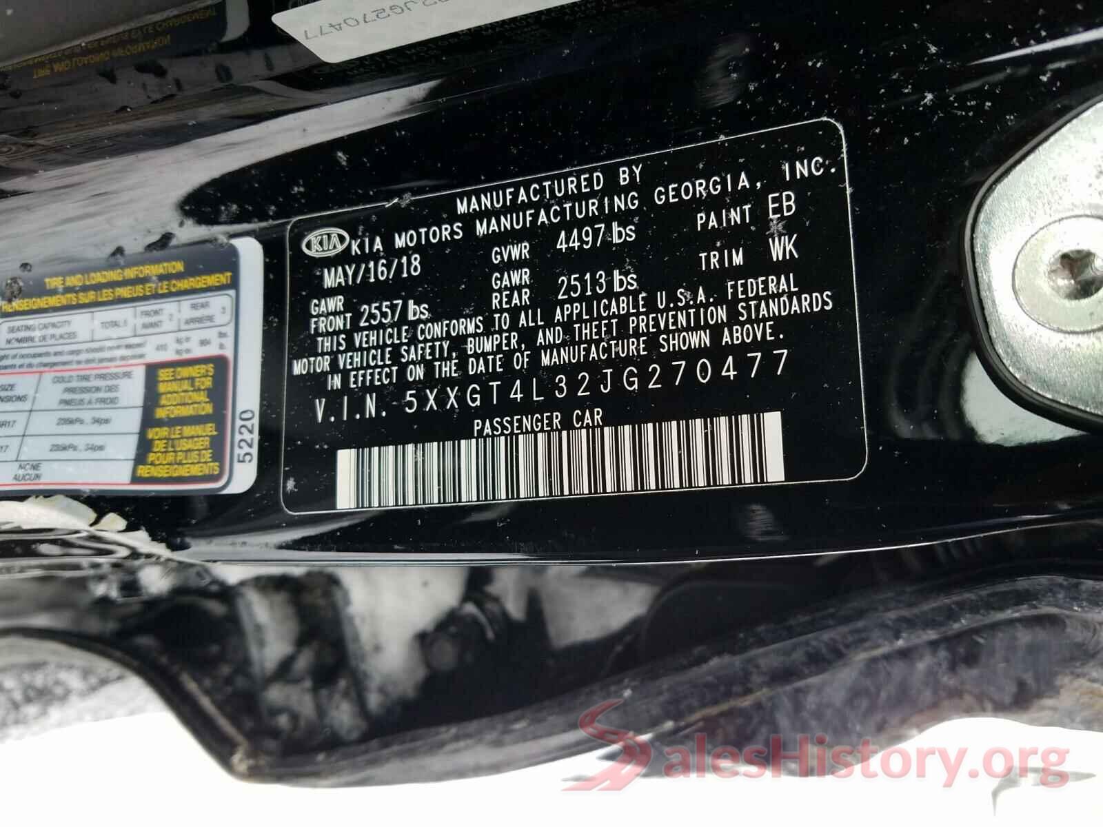 5XXGT4L32JG270477 2018 KIA OPTIMA