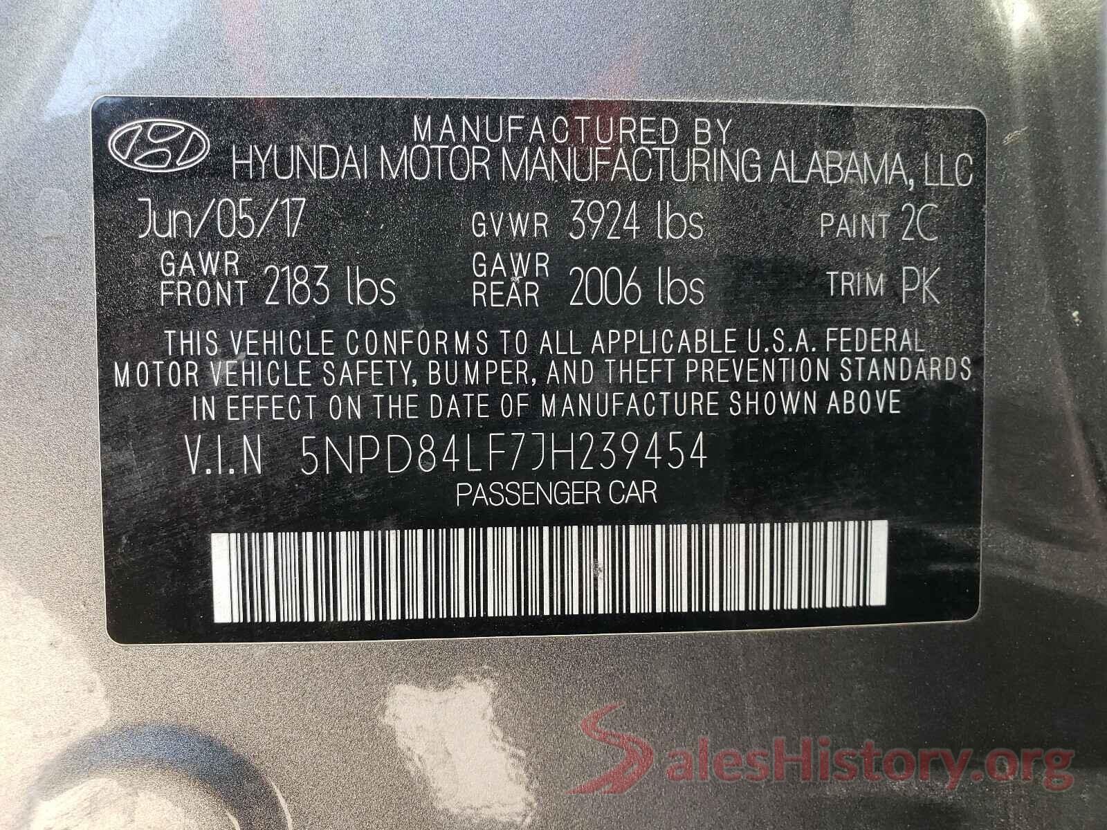 5NPD84LF7JH239454 2018 HYUNDAI ELANTRA