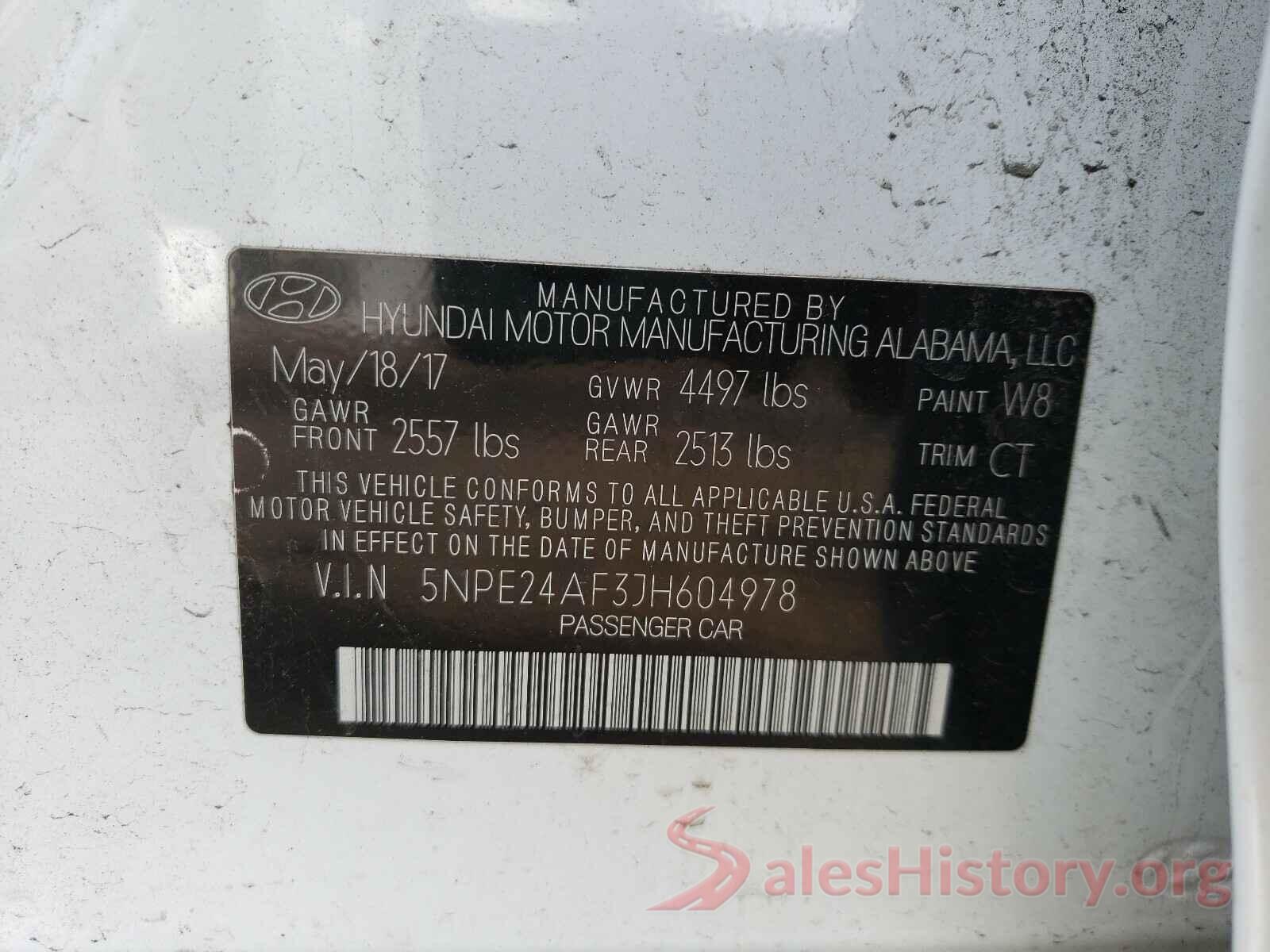 5NPE24AF3JH604978 2018 HYUNDAI SONATA