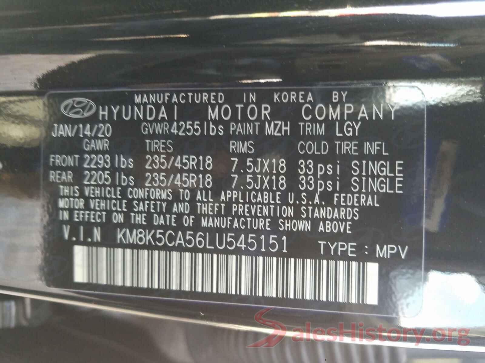 KM8K5CA56LU545151 2020 HYUNDAI KONA