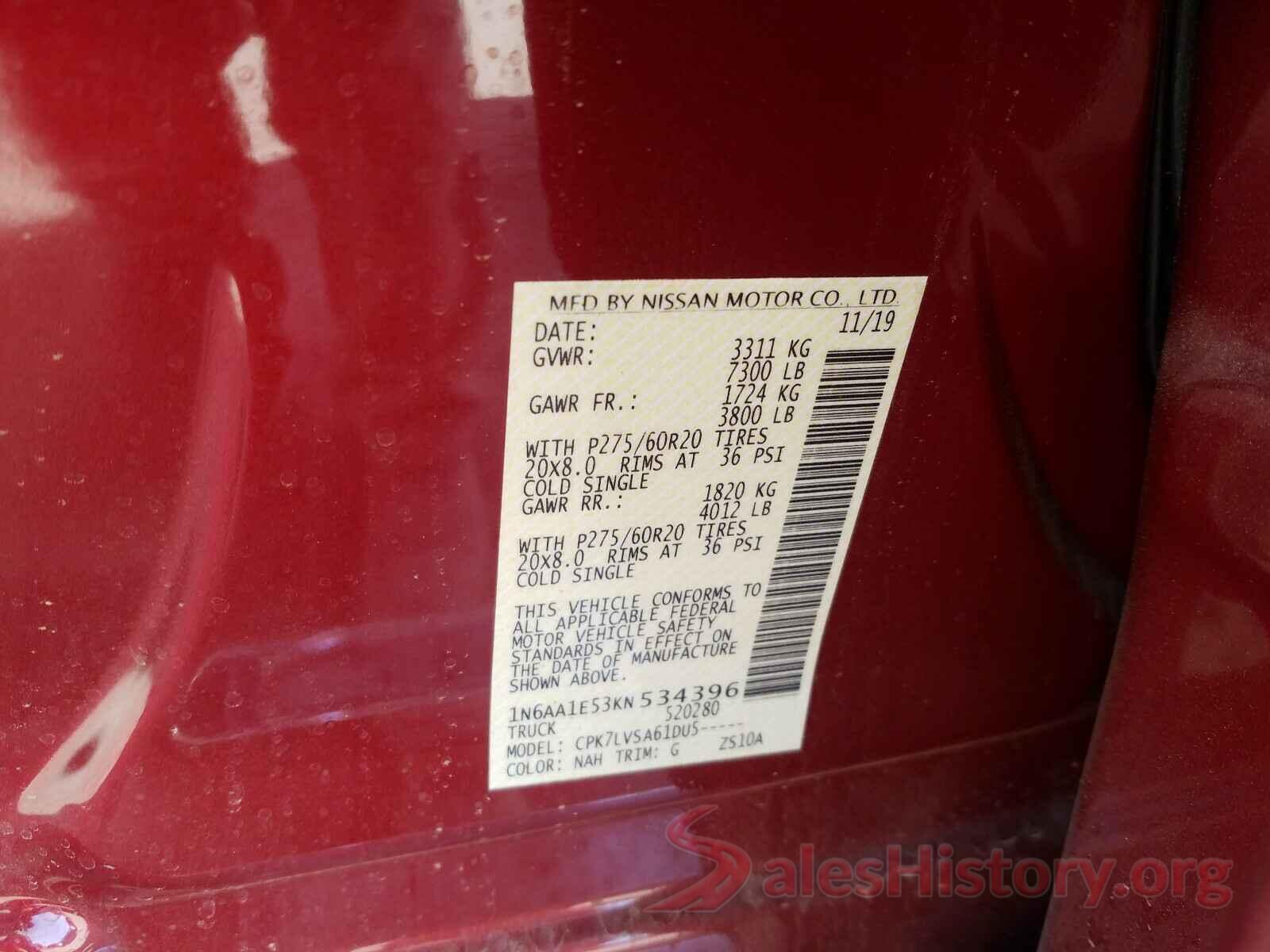 1N6AA1E53KN534396 2019 NISSAN TITAN