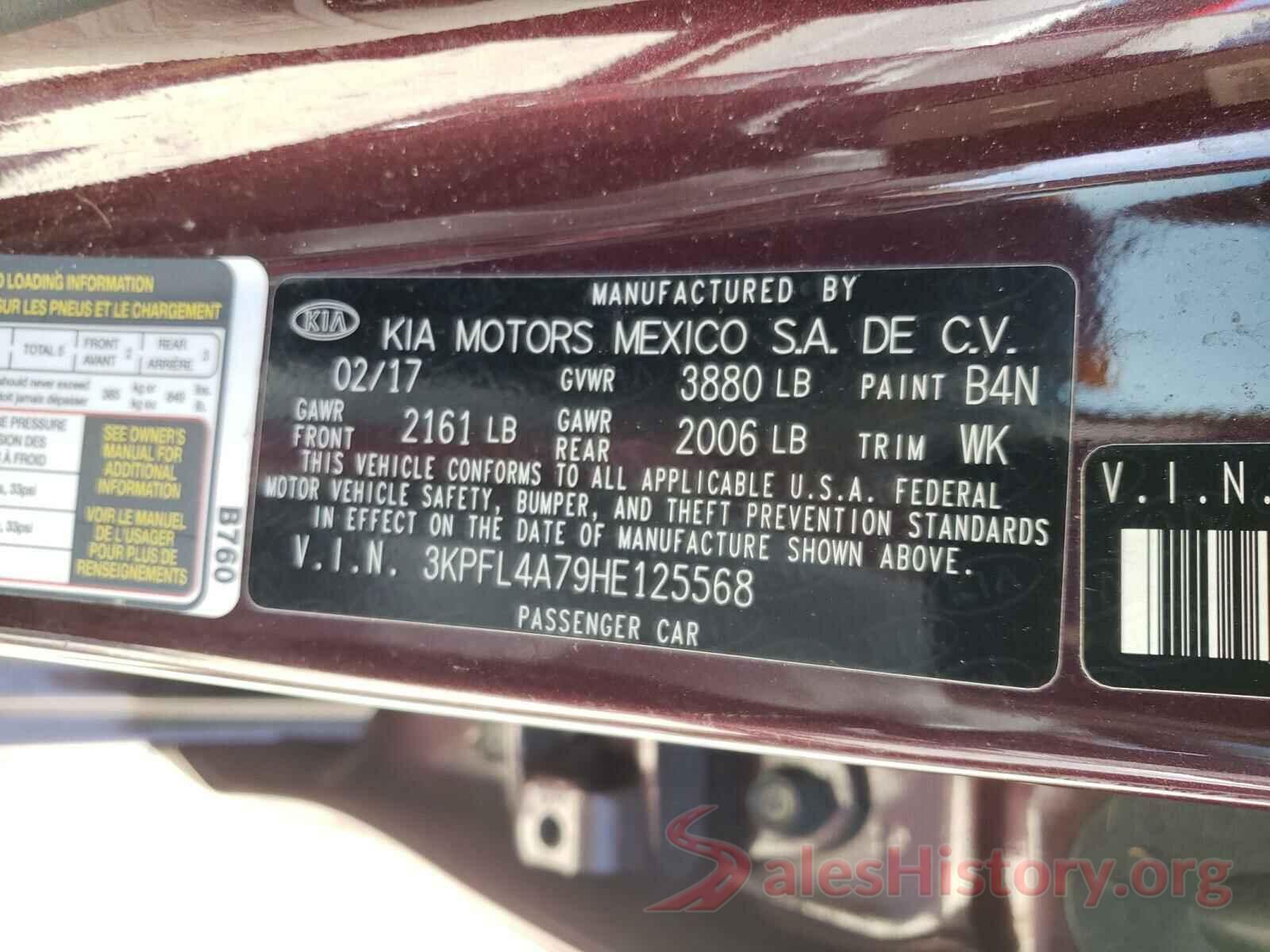 3KPFL4A79HE125568 2017 KIA FORTE