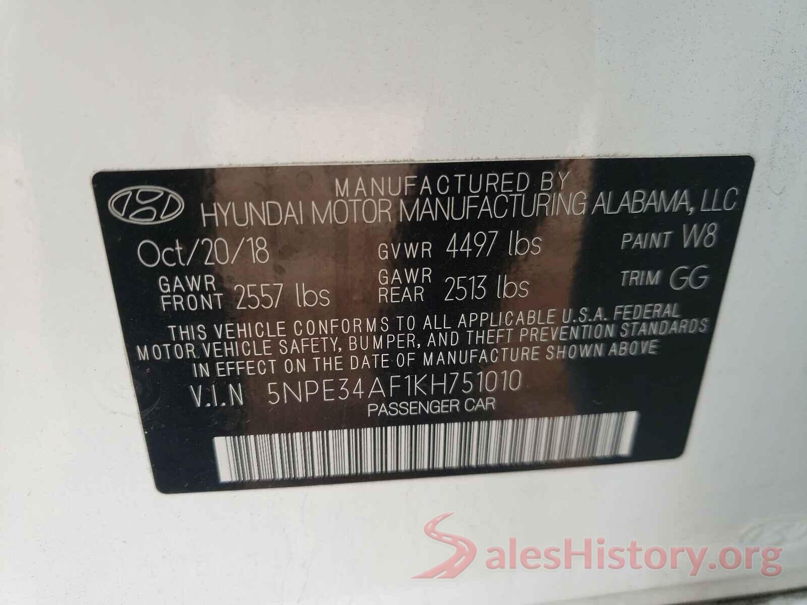 5NPE34AF1KH751010 2019 HYUNDAI SONATA