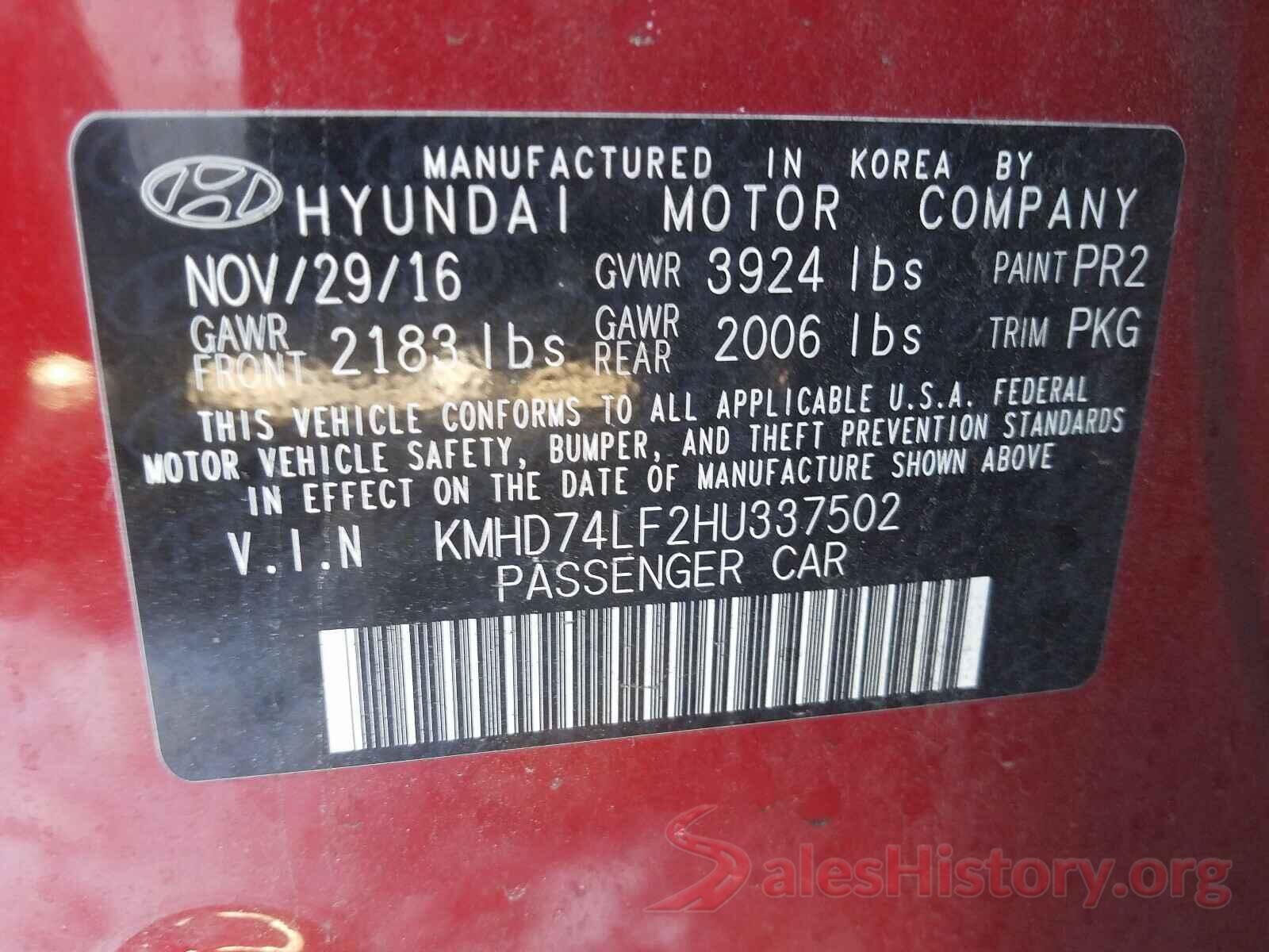 KMHD74LF2HU337502 2017 HYUNDAI ELANTRA