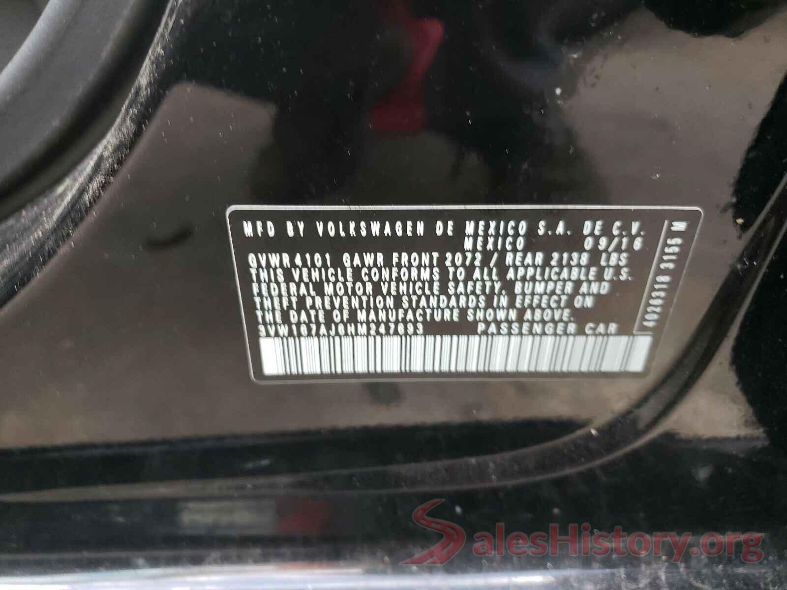 3VW167AJ6HM247693 2017 VOLKSWAGEN JETTA