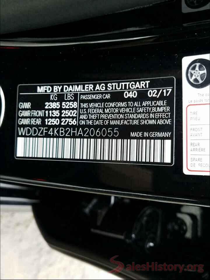 WDDZF4KB2HA206055 2017 MERCEDES-BENZ E CLASS