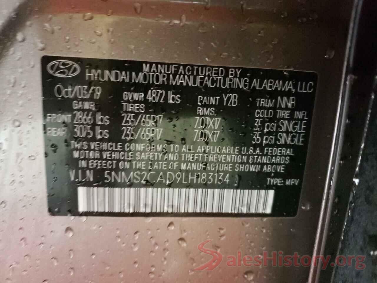 5NMS2CAD9LH183134 2020 HYUNDAI SANTA FE