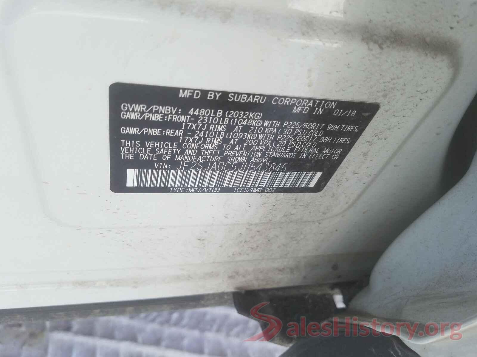 JF2SJAGC5JH543845 2018 SUBARU FORESTER