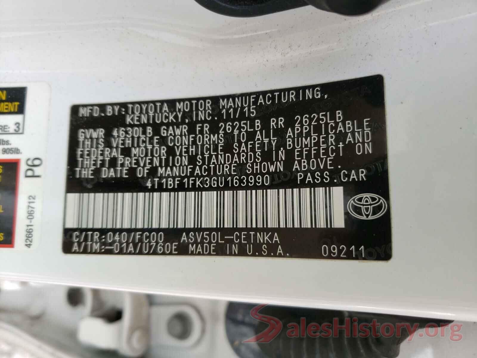 4T1BF1FK3GU163990 2016 TOYOTA CAMRY