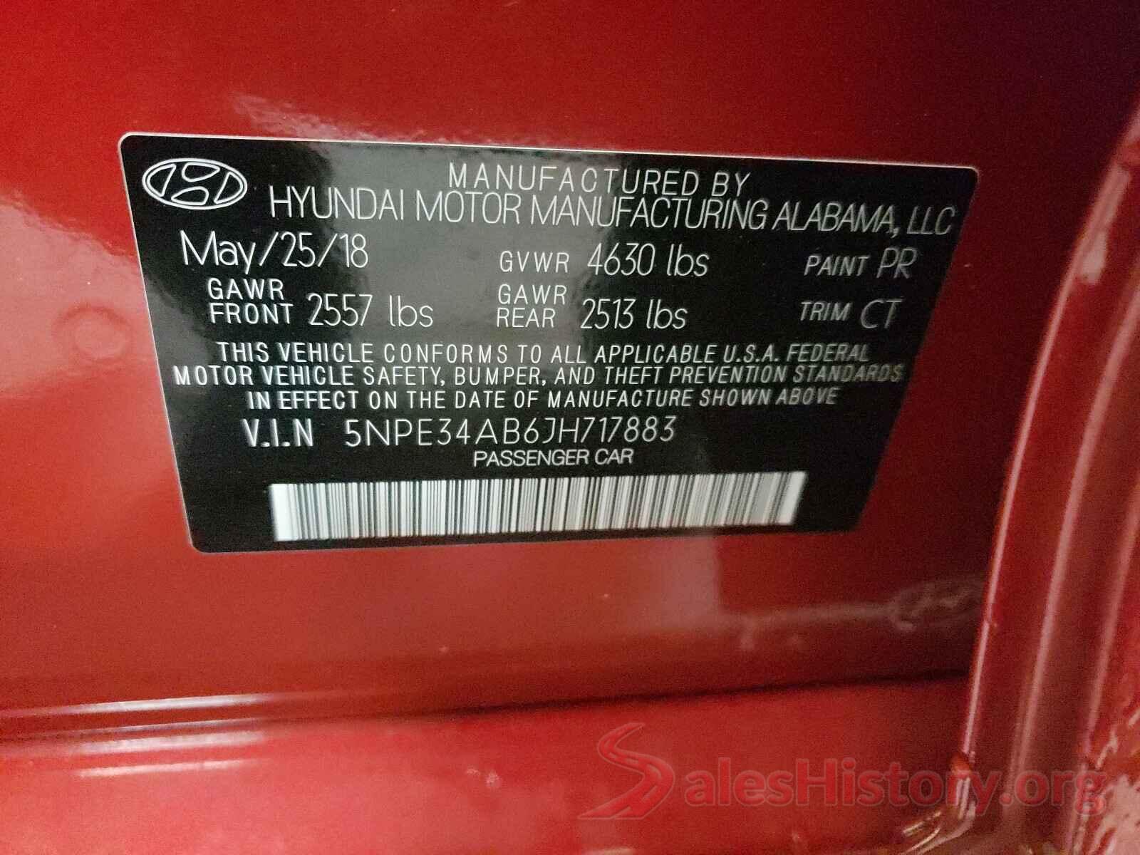 5NPE34AB6JH717883 2018 HYUNDAI SONATA