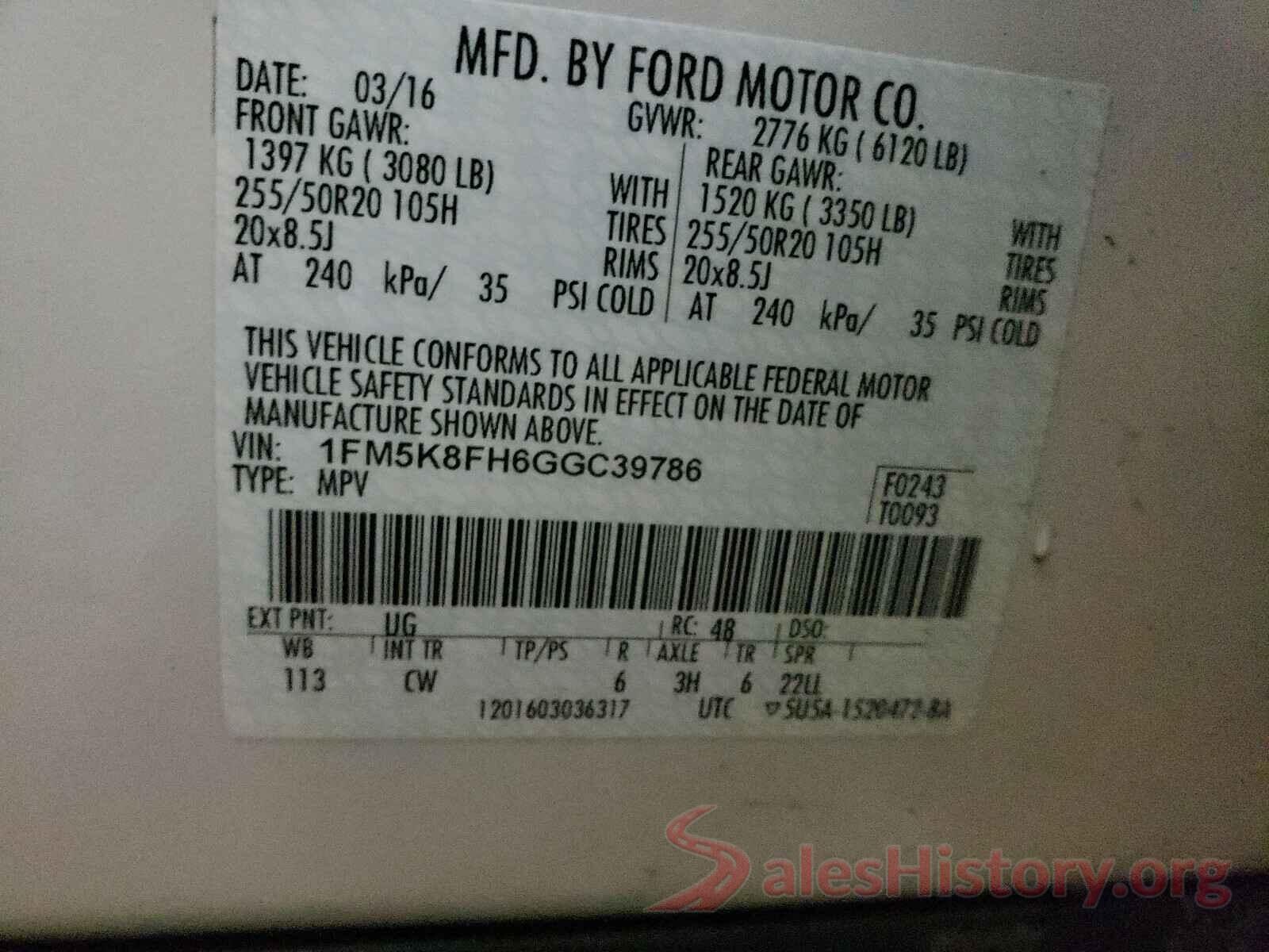 1FM5K8FH6GGC39786 2016 FORD EXPLORER