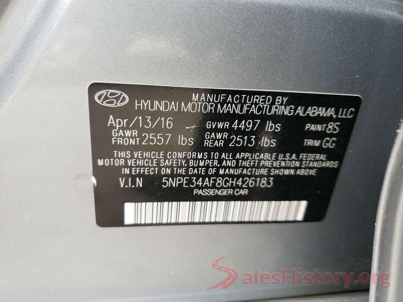 5NPE34AF8GH426183 2016 HYUNDAI SONATA