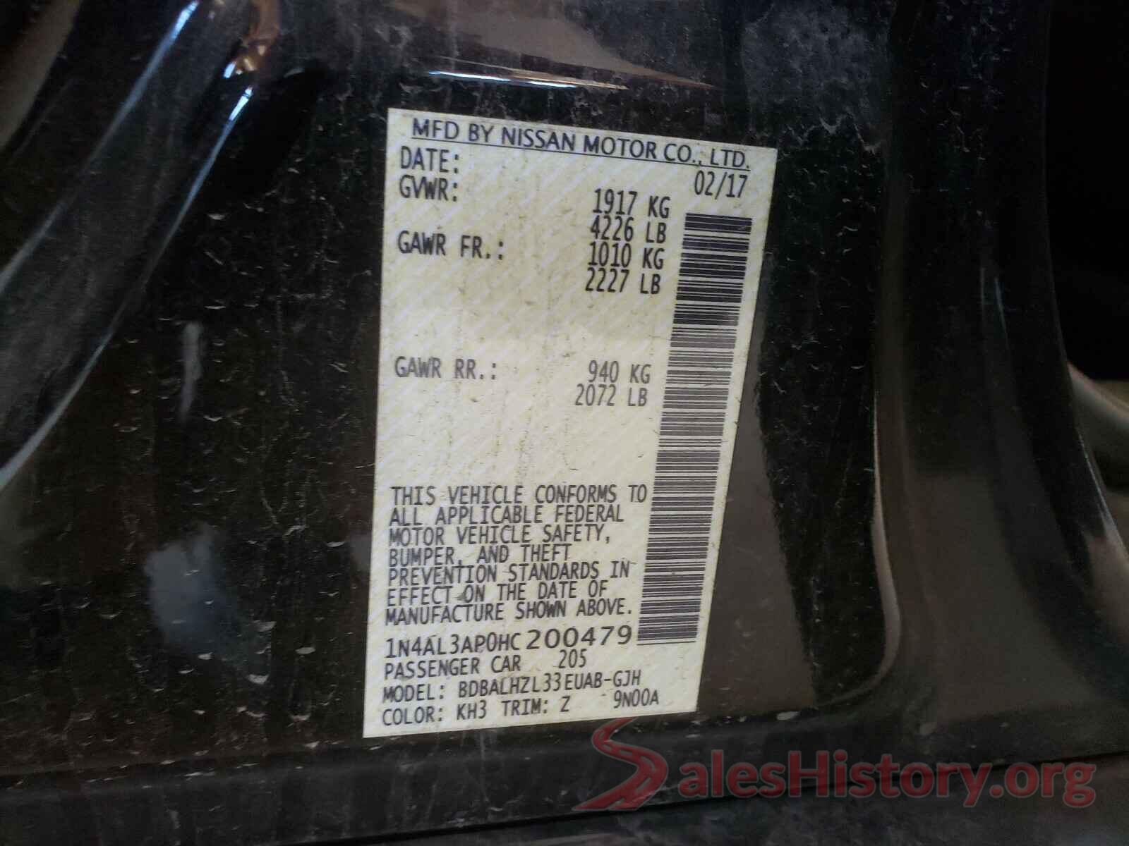 1N4AL3AP0HC200479 2017 NISSAN ALTIMA