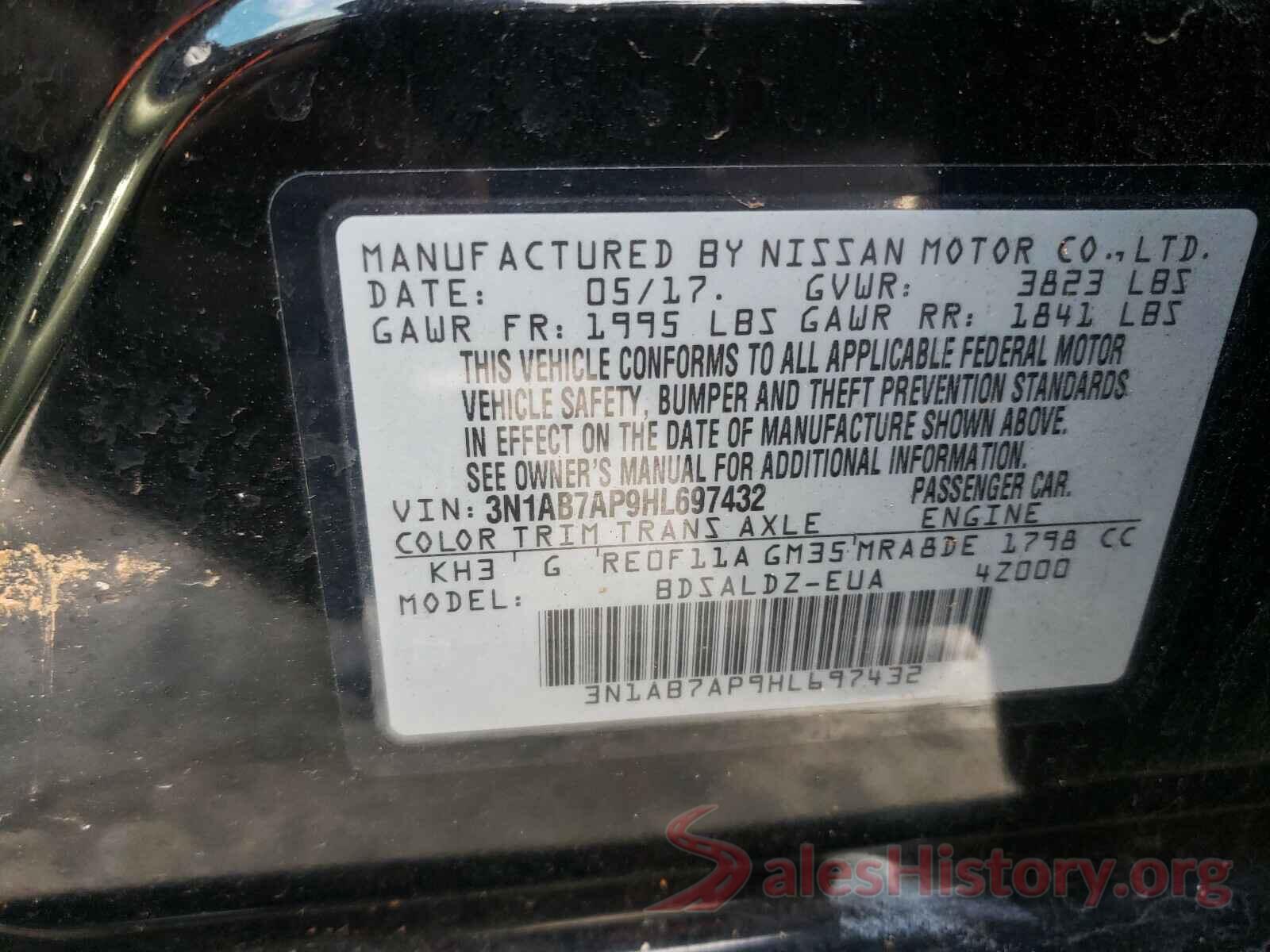 3N1AB7AP9HL697432 2017 NISSAN SENTRA