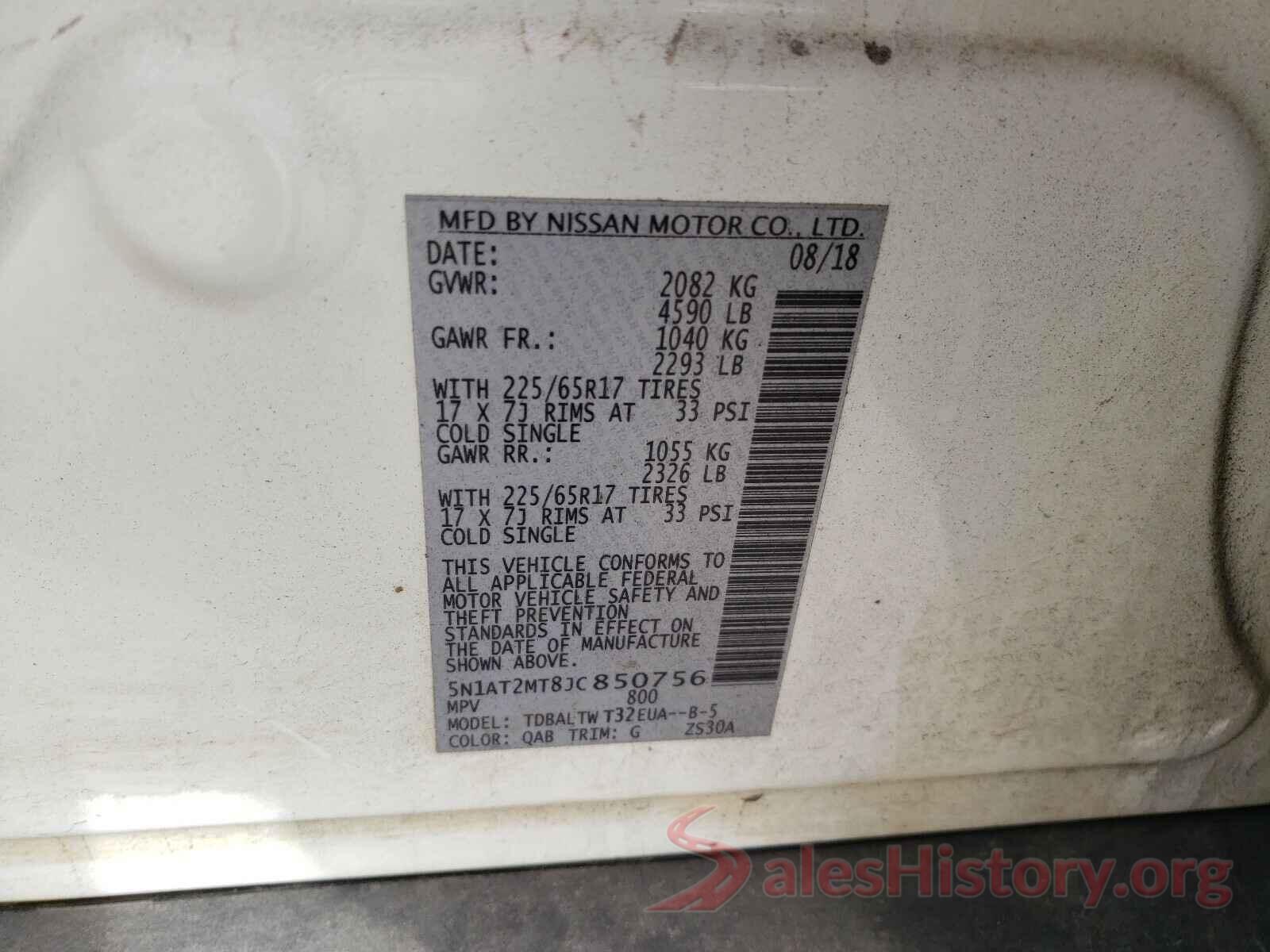 5N1AT2MT8JC850756 2018 NISSAN ROGUE