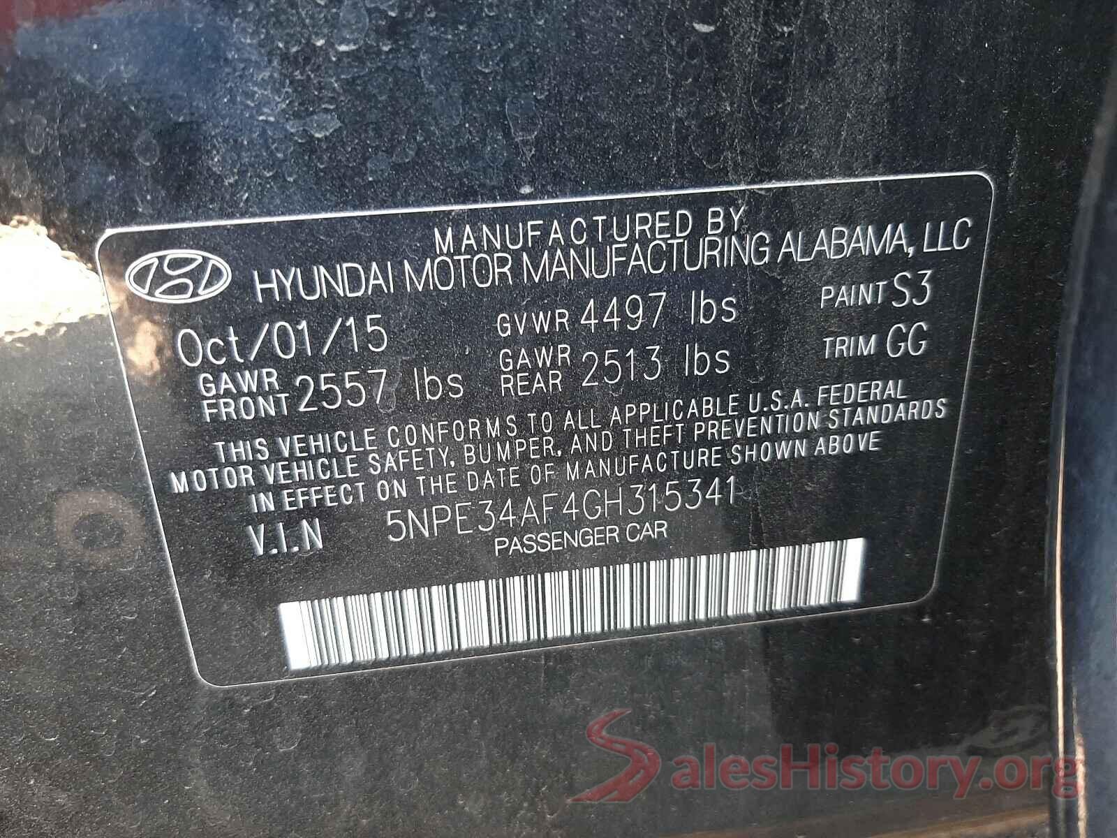 5NPE34AF4GH315341 2016 HYUNDAI SONATA