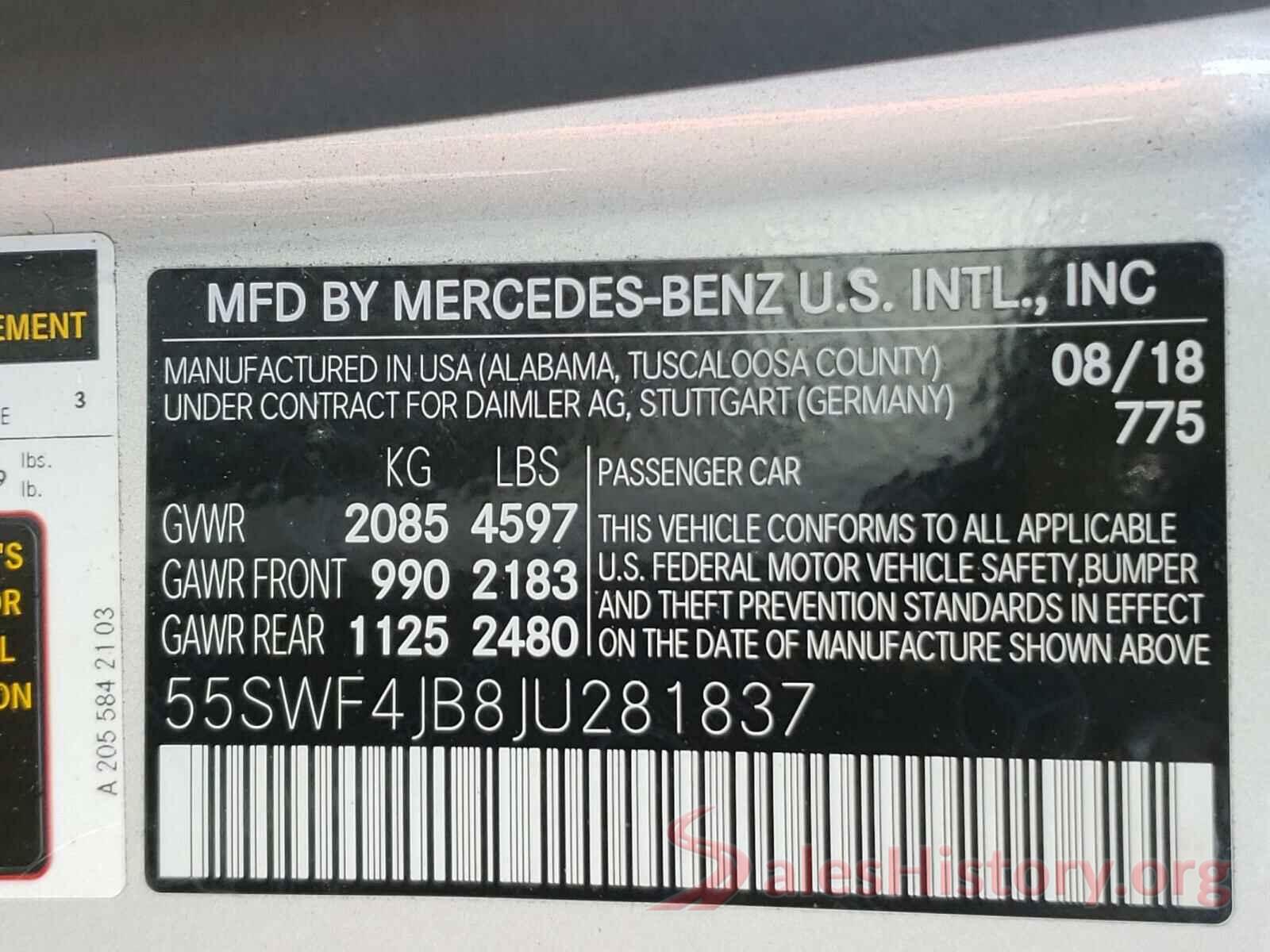 55SWF4JB8JU281837 2018 MERCEDES-BENZ C CLASS