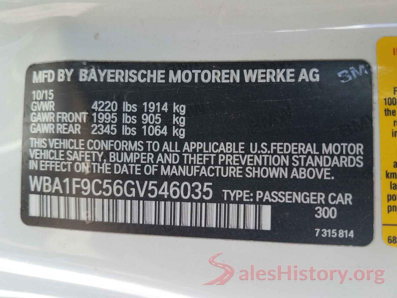 WBA1F9C56GV546035 2016 BMW 2 SERIES