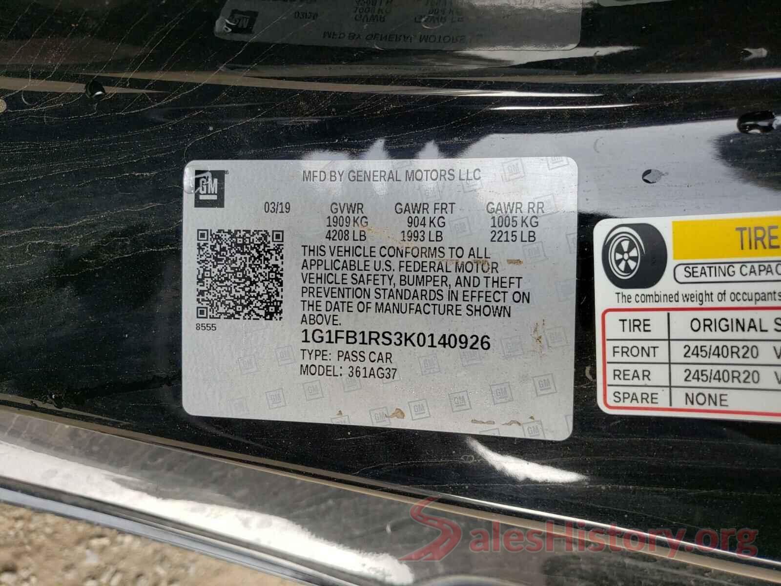 1G1FB1RS3K0140926 2019 CHEVROLET CAMARO