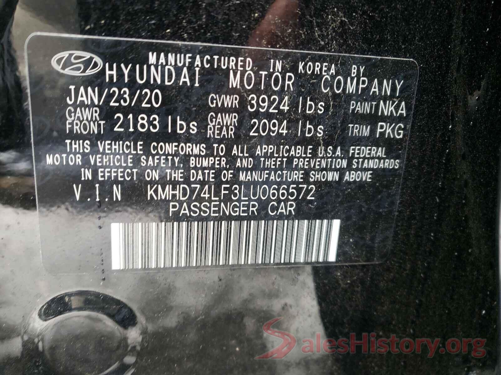 KMHD74LF3LU066572 2020 HYUNDAI ELANTRA