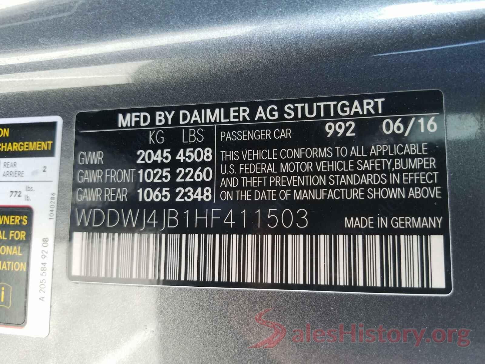 WDDWJ4JB1HF411503 2017 MERCEDES-BENZ C CLASS