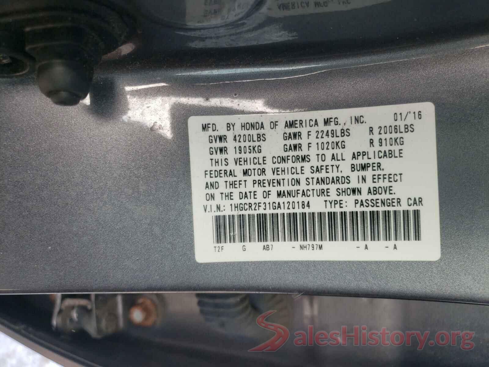 1HGCR2F31GA120184 2016 HONDA ACCORD