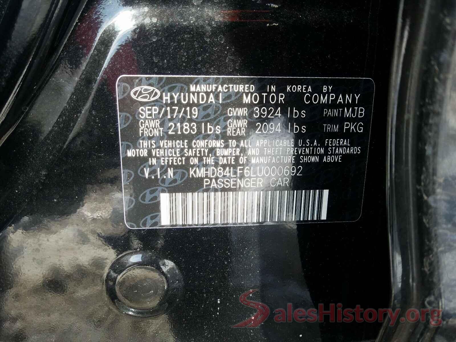 KMHD84LF6LU000692 2020 HYUNDAI ELANTRA