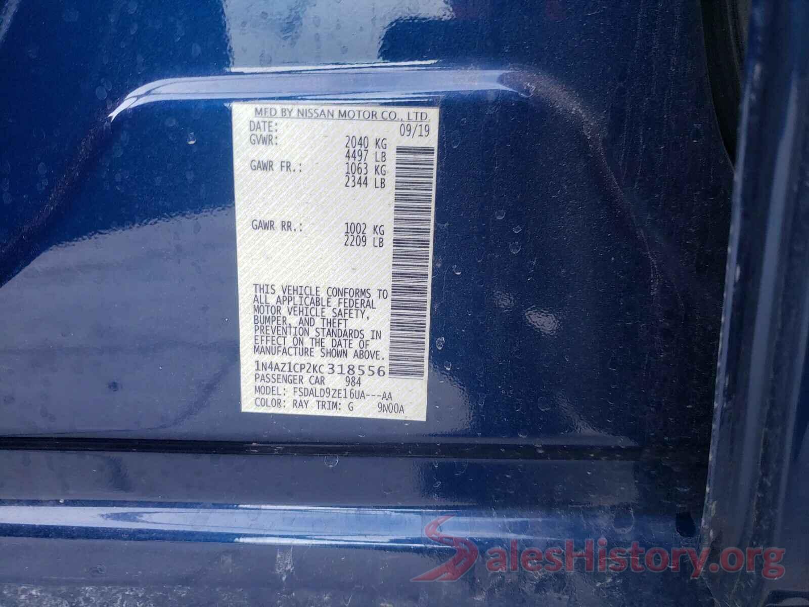 1N4AZ1CP2KC318556 2019 NISSAN LEAF