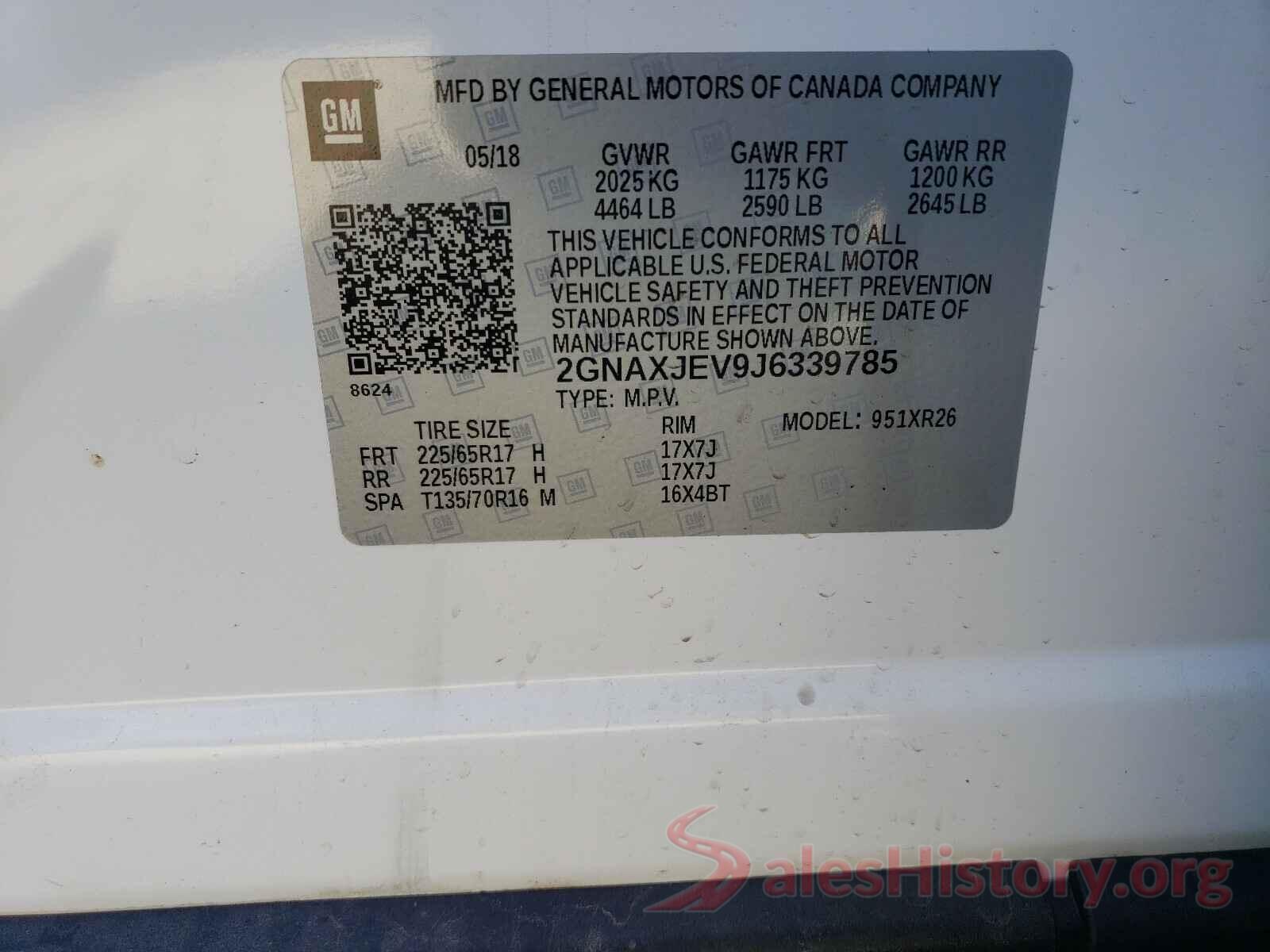 2GNAXJEV9J6339785 2018 CHEVROLET EQUINOX