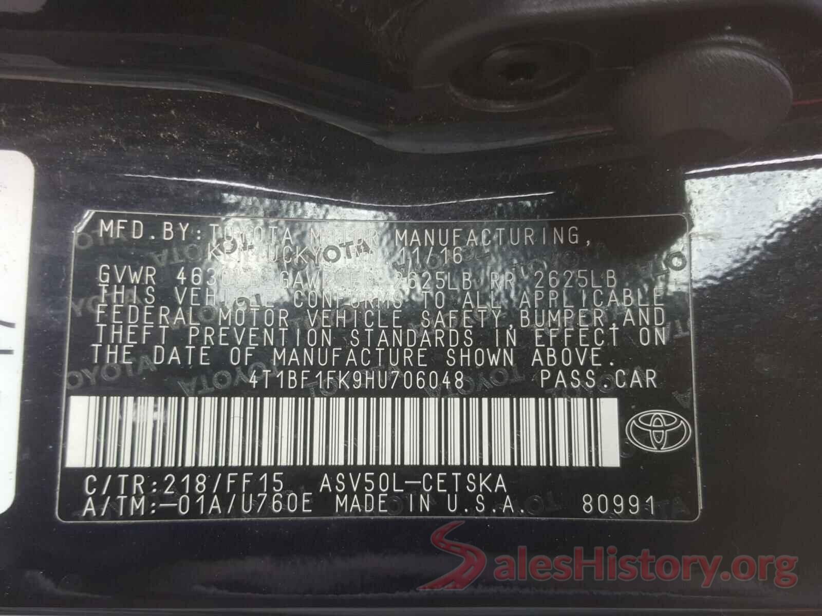 4T1BF1FK9HU706048 2017 TOYOTA CAMRY