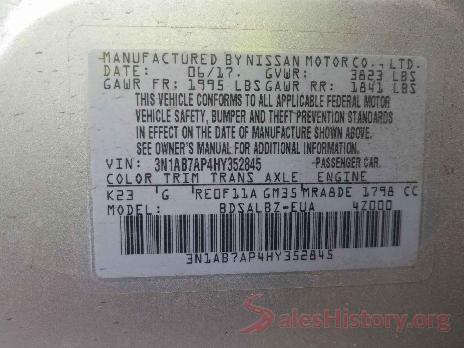 3N1AB7AP4HY352845 2017 NISSAN SENTRA