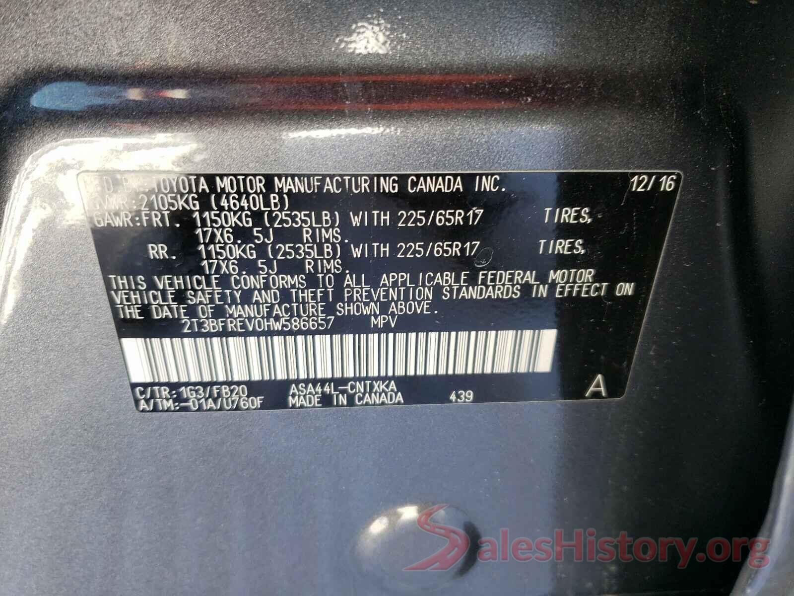 2T3BFREV0HW586657 2017 TOYOTA RAV4