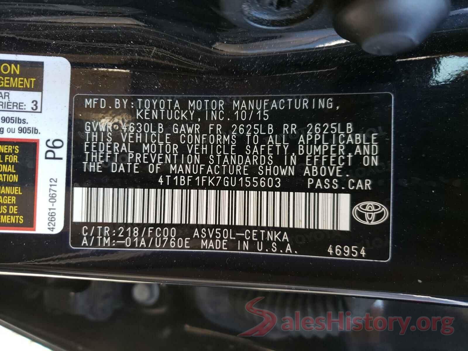 4T1BF1FK7GU155603 2016 TOYOTA CAMRY