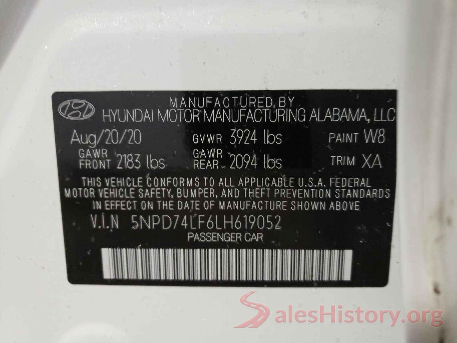 5NPD74LF6LH619052 2020 HYUNDAI ELANTRA