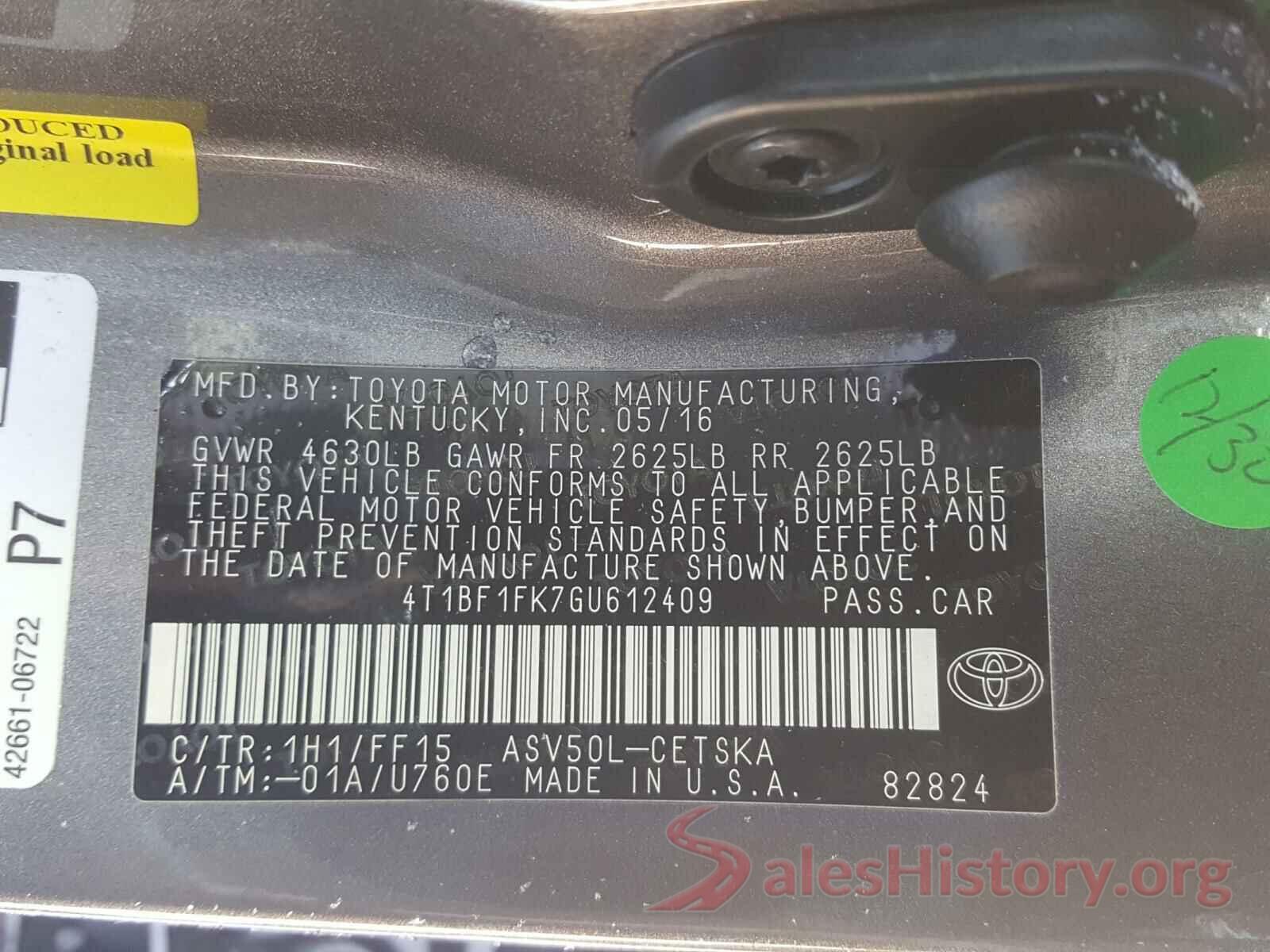 4T1BF1FK7GU612409 2016 TOYOTA CAMRY