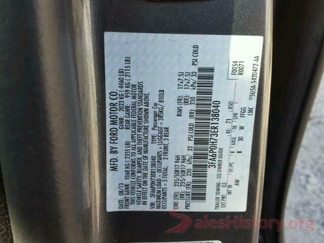 3FA6P0H73ER138040 2014 FORD FUSION SE