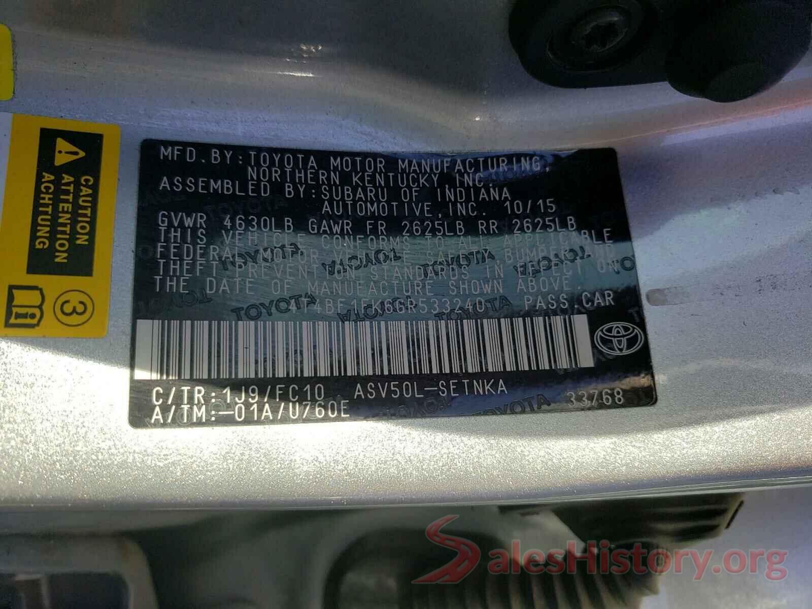 4T4BF1FK6GR533240 2016 TOYOTA CAMRY