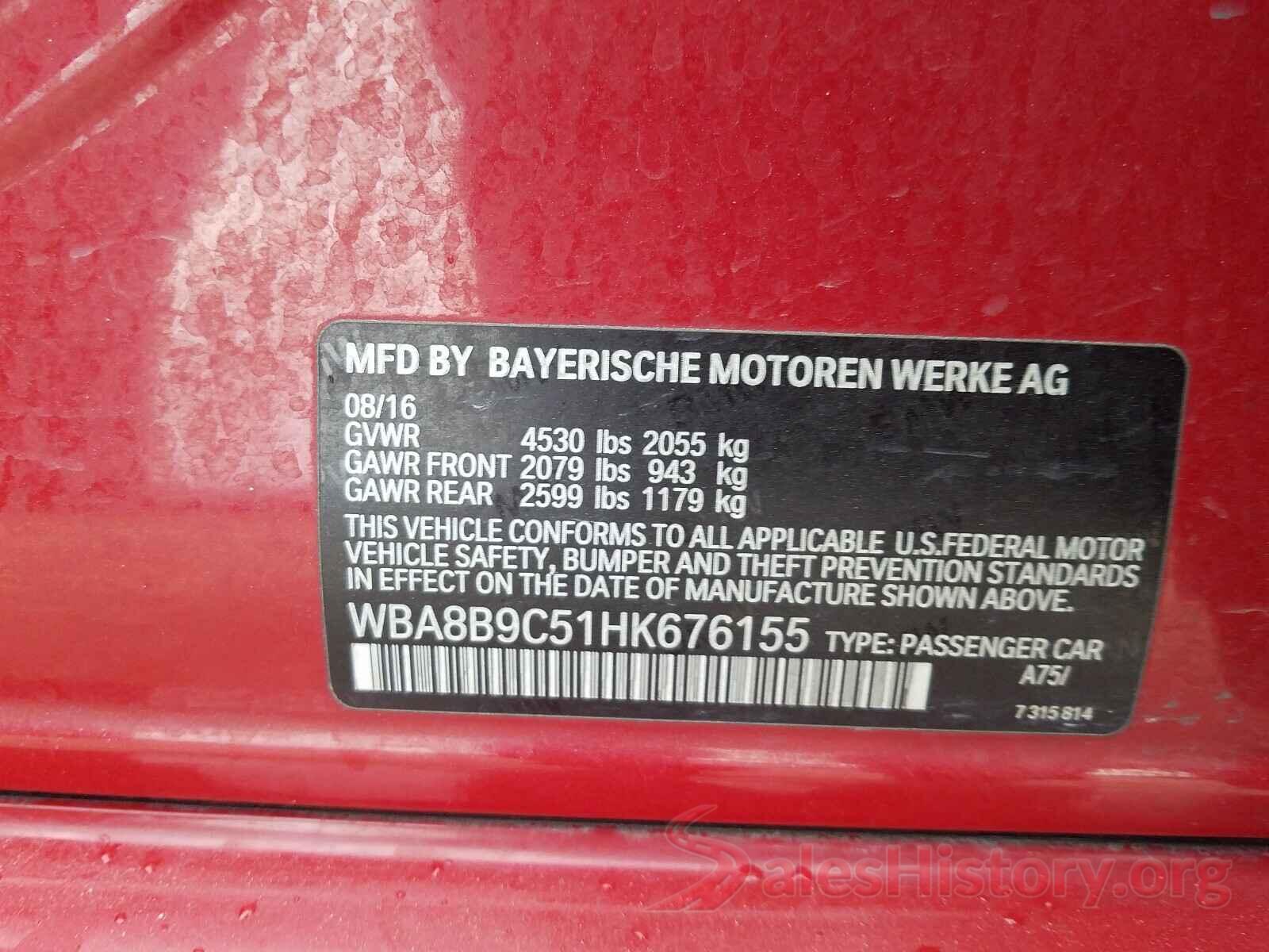 WBA8B9C51HK676155 2017 BMW 3 SERIES