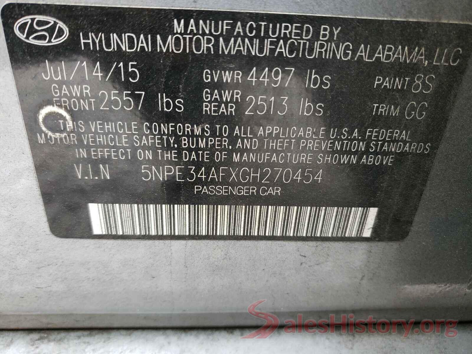 5NPE34AFXGH270454 2016 HYUNDAI SONATA